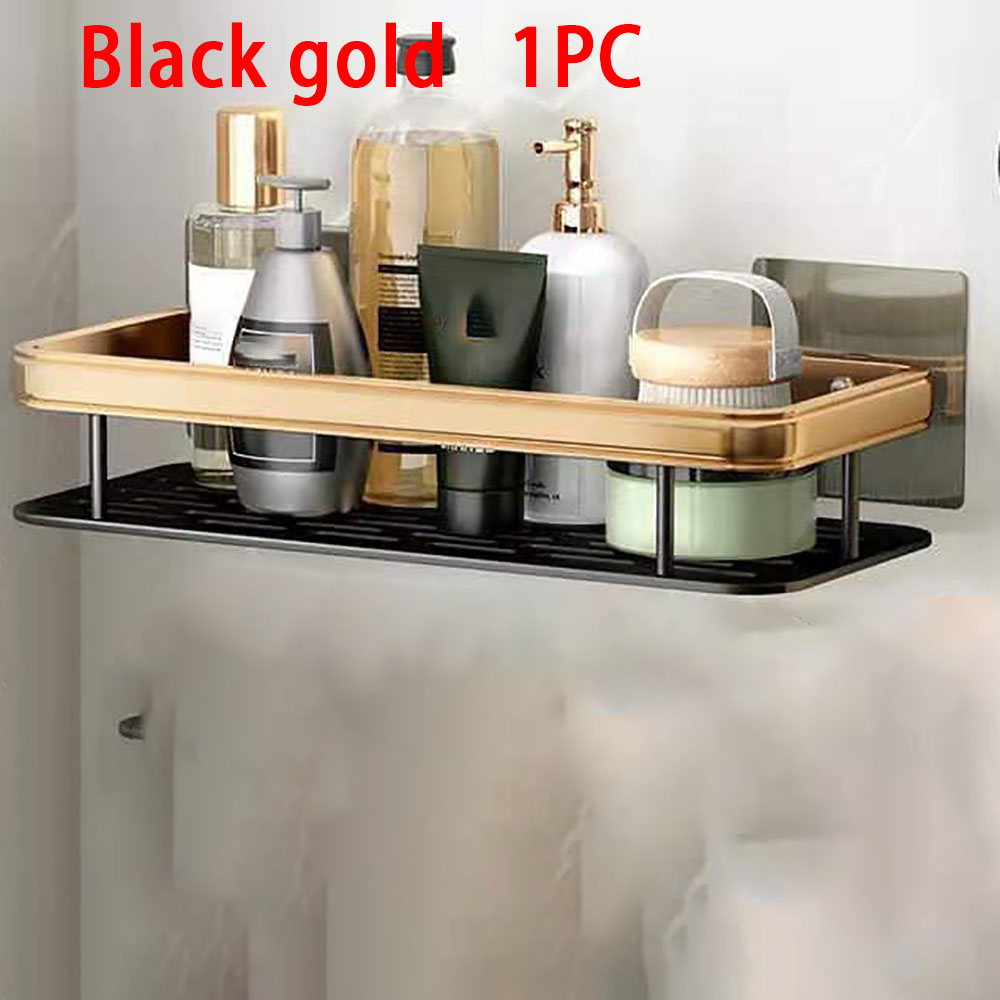 Badkamer Plank Make-up Organizer Aluminium Shampoo Rek Douche Plank Badkamer Accessoires Geen Boor Wandplank: Paars