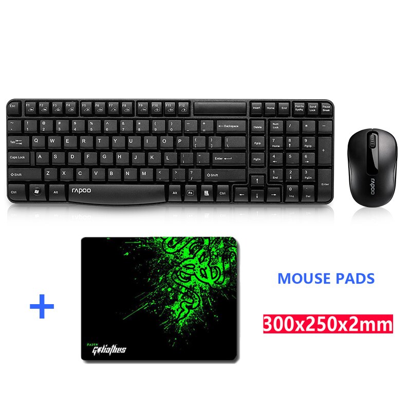Rapoo X1800S Usb 2.4G Draadloze Optische Muis En Toetsenbord Combo 1000 Dpi Voor Home Office Laptop Voor Wifi Notebook voor Pc: White with Mouse Pad