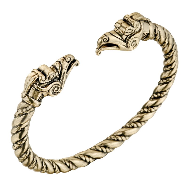 QIAMNI Punk Double Dragon Head Bangle donna uomo polsino polsini braccialetti Nordic Viking Pagan gioielli festa regalo di natale fascino