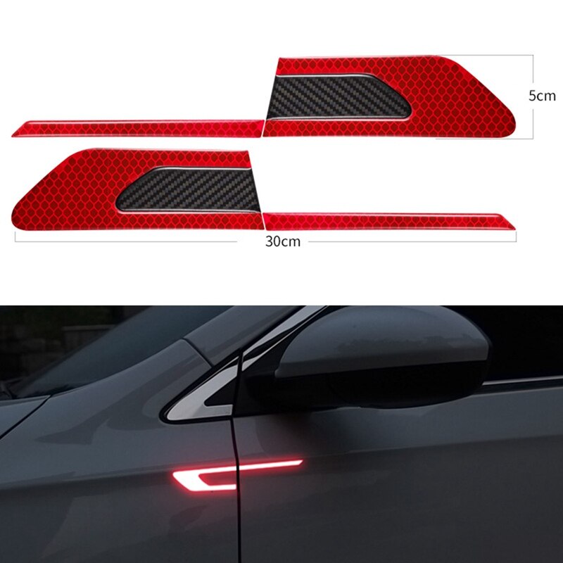 2Pcs/Set Car Reflective Safety Warning Strip Tape Car Bumper Reflective Strips Secure Reflector Stickers Decals: RD
