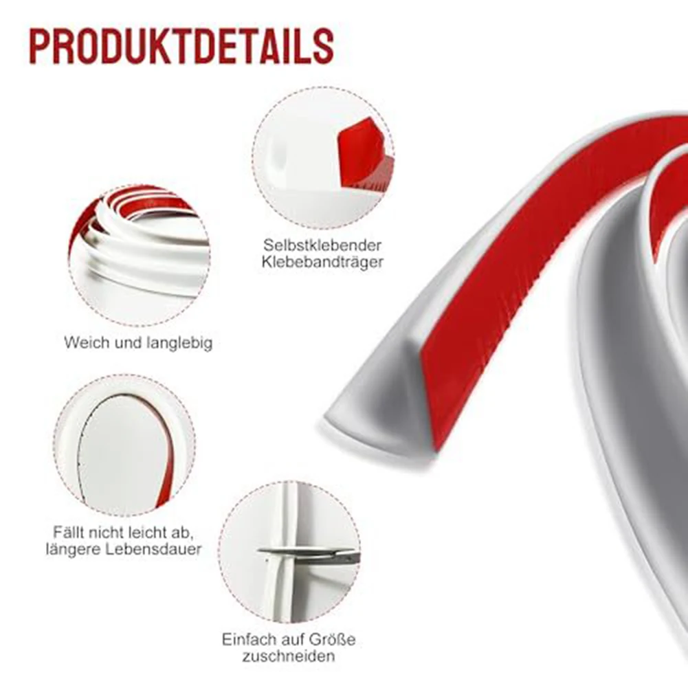 RV Rain Gutter White Roll Sealing Strip 5M 1/2" Height Drip Rail PVC Rain Strip Roof J Shape Rain Gutter Automobiles Accessorie