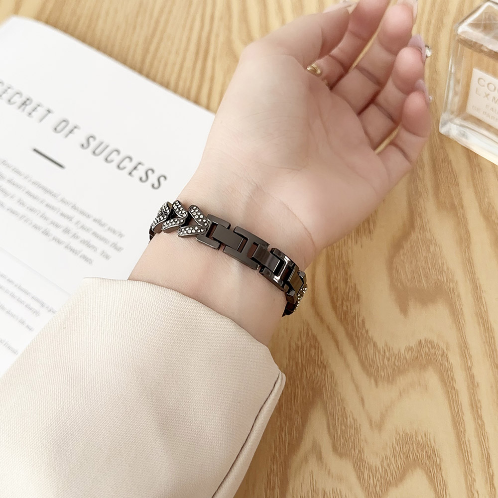 Mi band 8 bandes Bracelet pour Xiaomi mi band 9 Fitness Tracker métal réglable remplacement Bling Bracelet portable femmes