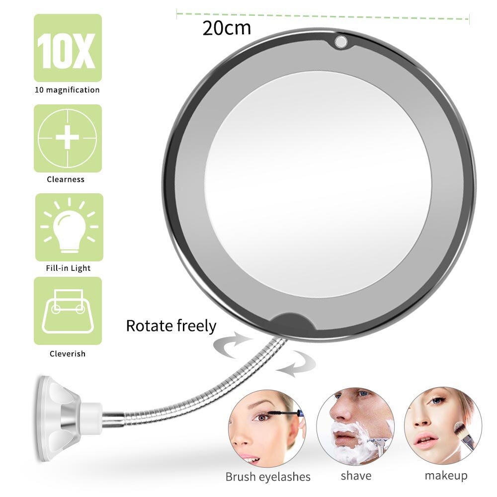 360 Degree 10X Folding Mirror Rotating Makeup Mirror My Flexible Mirror Magnifying Vanity Mirror: type 2 10x