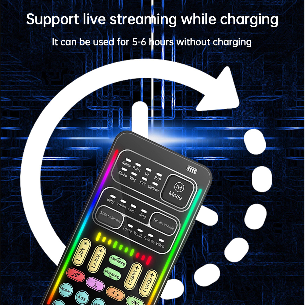 i9 Voice Changer Mini Multiple Audio Effect Bluetooth-Compatible Live Sound Cards Ultra-Thin Portable Live Sound Card Mic Tool