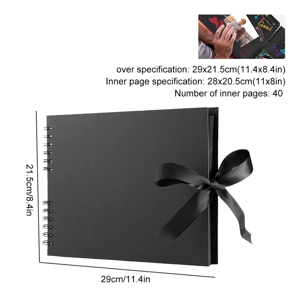 Photo Albums 80 Black Pages Memory Books A4 Craft Paper DIY Scrapbooking Picture Wedding Anniversary Birthday Childrens