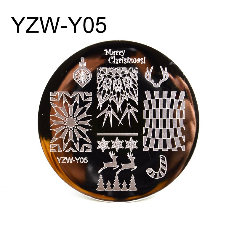 Weihnachten Nagel Kunst Druck Stanzen Vorlagen Edelstahl Schneeflocke Bilder Druck Platten Geometrische Stempel Schablone: YZW-Y05