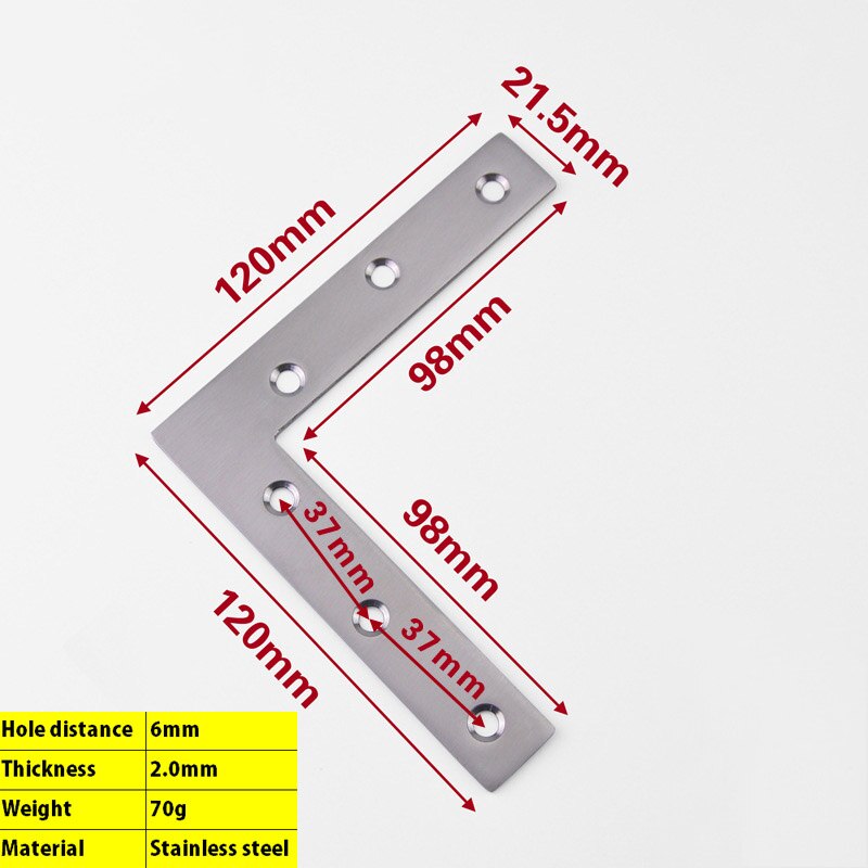 FGHGF 90 Degree L Shaped Stainless Steel Flat Plate Corner Brace Angle Brackets: Ivory