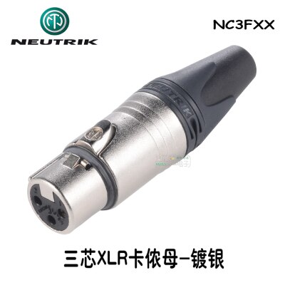 NEUTRIK three core XLR balance cannon male plug NC3MXX Silver-plated with color ring: NC3FXX-B Black