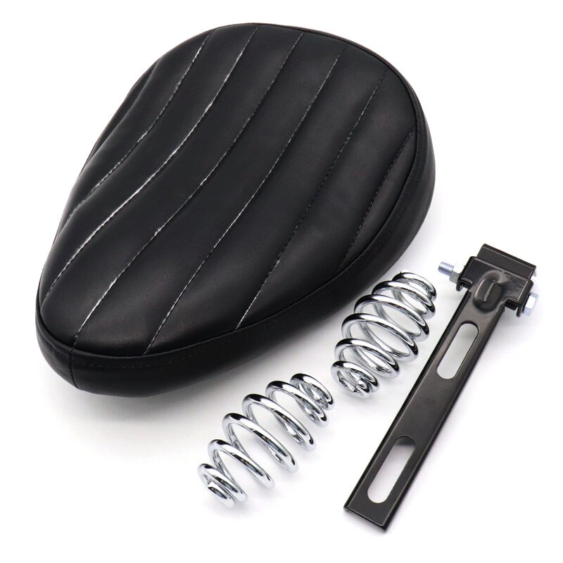 Aangepaste motorfiets pu lederen zadelkussens 3 "veren solo beugelzadel universeel voor harley chopper bobber cafe racer: 18