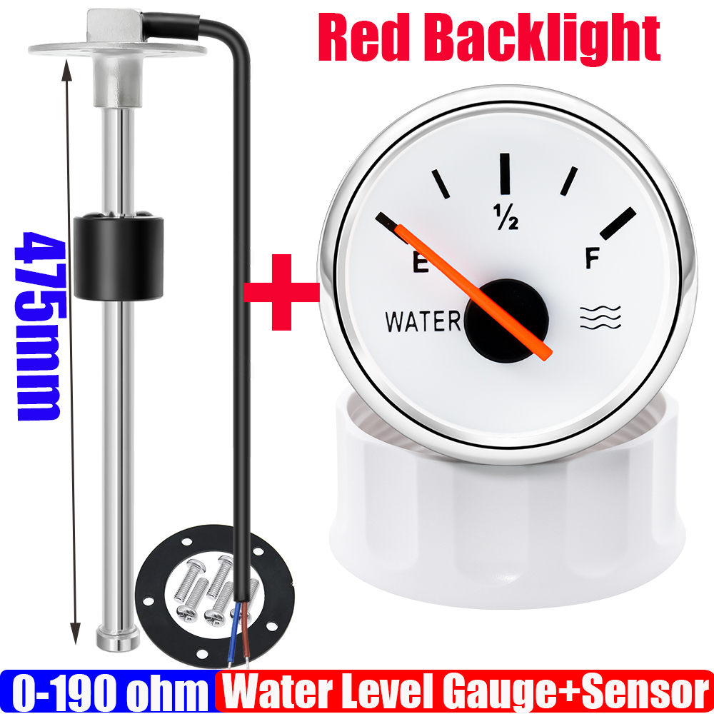 0–190 Ohm Wasserschwimmer-Sensor + Wasserstandsanzeige, rote LED, 52 mm Wassertank, Messgerät, Anzeige für Marine, Auto, Wohnmobil, Wohnmobil, Yacht, 9–32 V: Lila