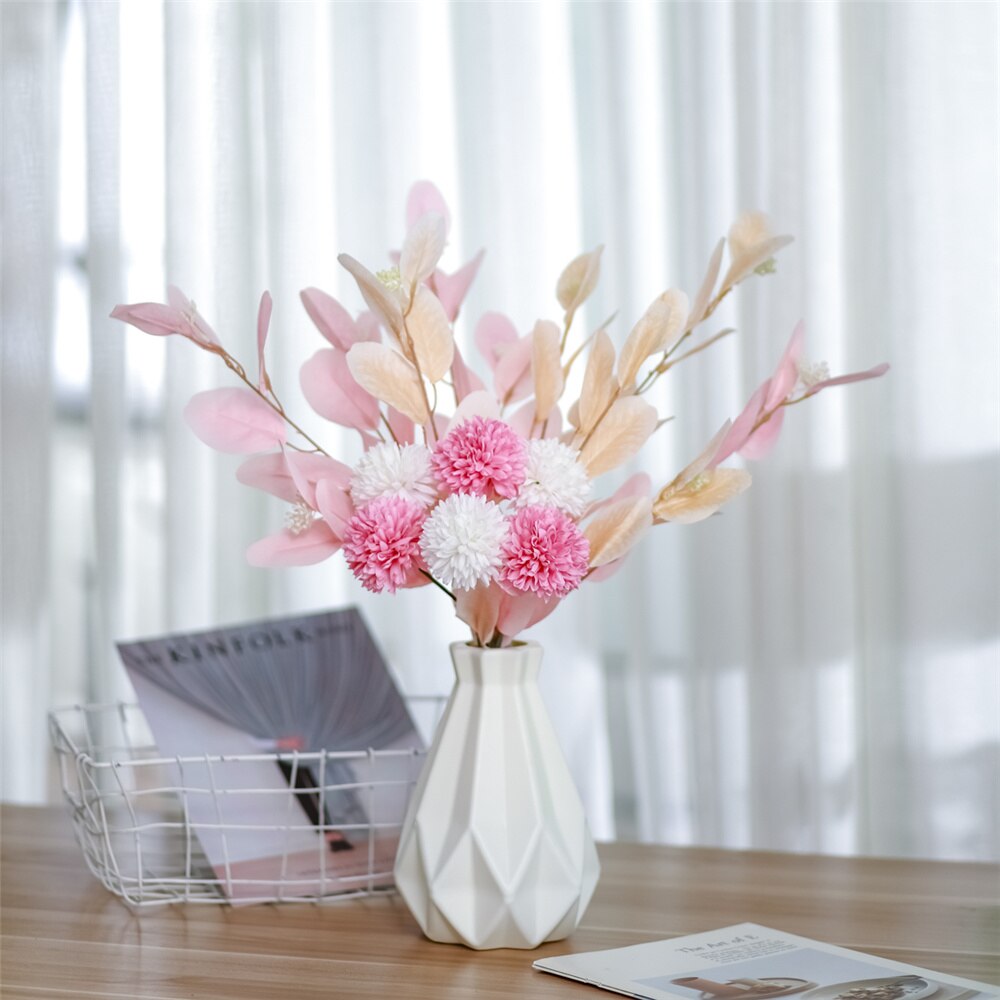 1pc Artificial Flower Simulation Handmade DIY Bouquet Dutch Leaf Bride Dandelion Bridal Bouquet For Home Wedding Vase Decoration