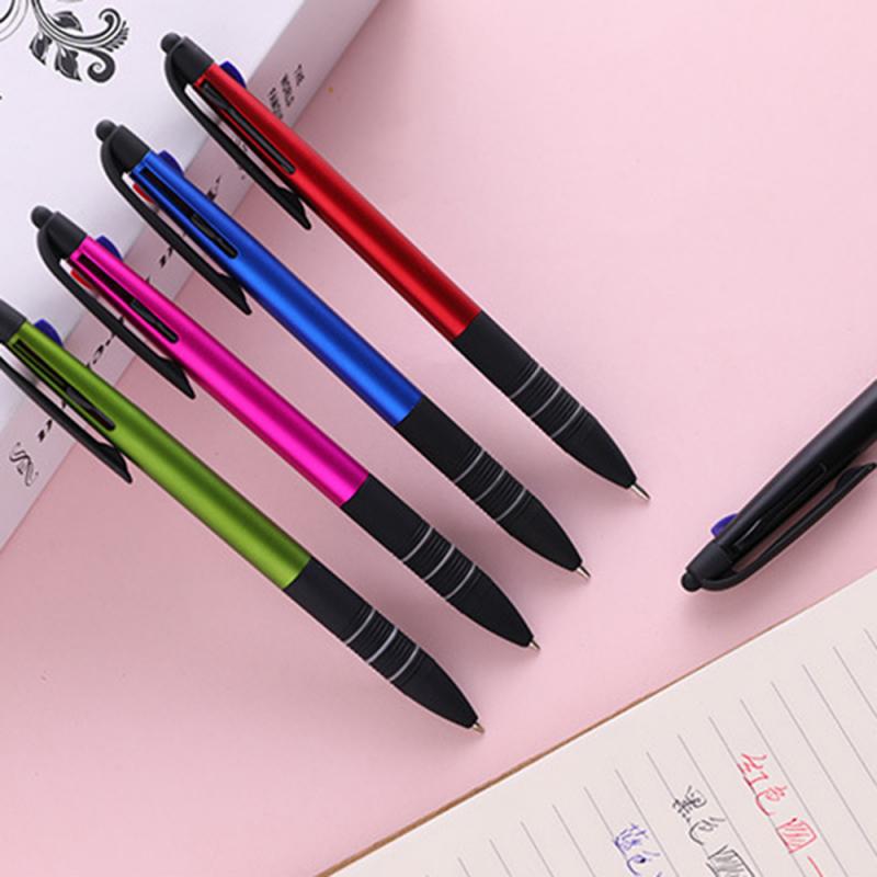 5/3/1 Pcs 0.5mm Three-color Ball-point Pen Touch Screen Paint Process Rubber Sheath Writing Smooth Signature Pen: 5 pcs random color