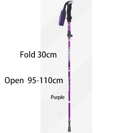A Pair Fold Walking Stick For Outdoor Camping Trekking Telescopic Baton Nordic Walking Poles For A Hike Trekking Poles: Purple 30cm