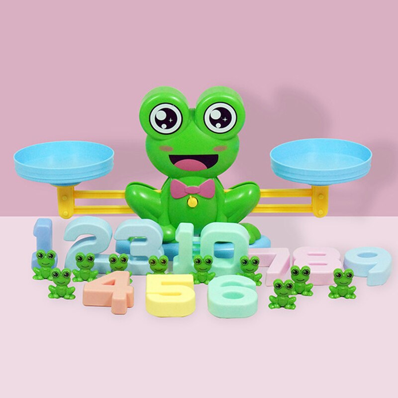 Montessori Math Match Toy Monkey Cow Balancing Scale Preschool Number Balance Toys Baby Educational Learning Board Game: new frog