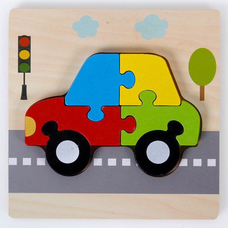 Creativo Per Bambini Puzzle di Legno Prima Infanzia Giocattoli Educativi 3d Puzzle Di Sviluppo di Intelligenza del Giocattolo: police car