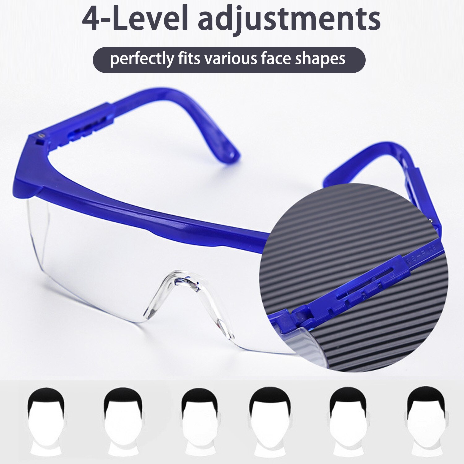 1pcs Adjustable Anti Dust Splash Fog Protective Eyewear Goggles Safety Eyeglasses for Workplace Office Laboratory Personal Use