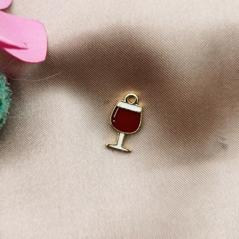 10pcs/pack Wine bottle wine glass goblet Charms Metal Pendant Golden Color Earring DIY Jewelry Accessories