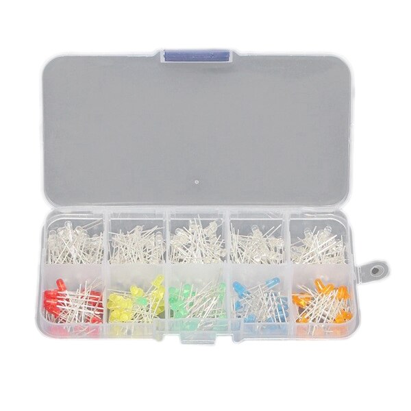 300Pcs 10 Waarde Vijf Kleuren 3Mm Ronde Helder Licht Led Diode Lamp Assortiment Kit