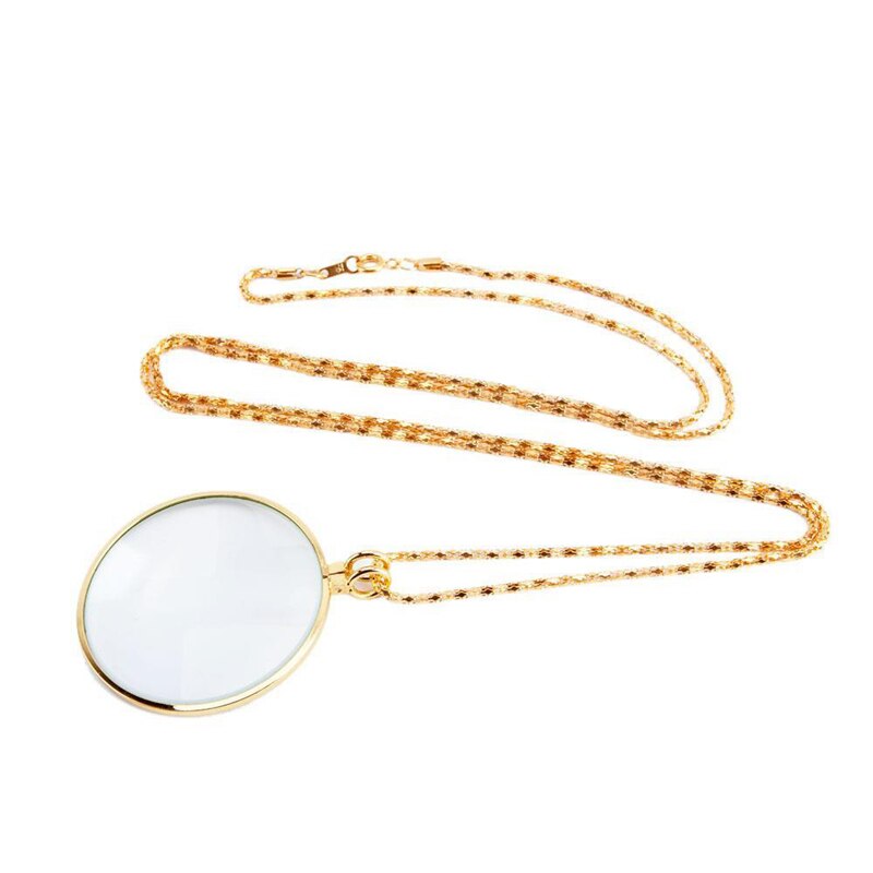 Colar monóculo decorativo com 5x lupa lupa pingente ouro prata cores corrente colar jóias para presentes femininos