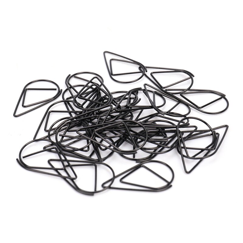 Lot de 30 trombones en métal en forme de feuille de couleur or et argent, kawaii, mignon, marque-page, papeterie scolaire et de bureau: Noir