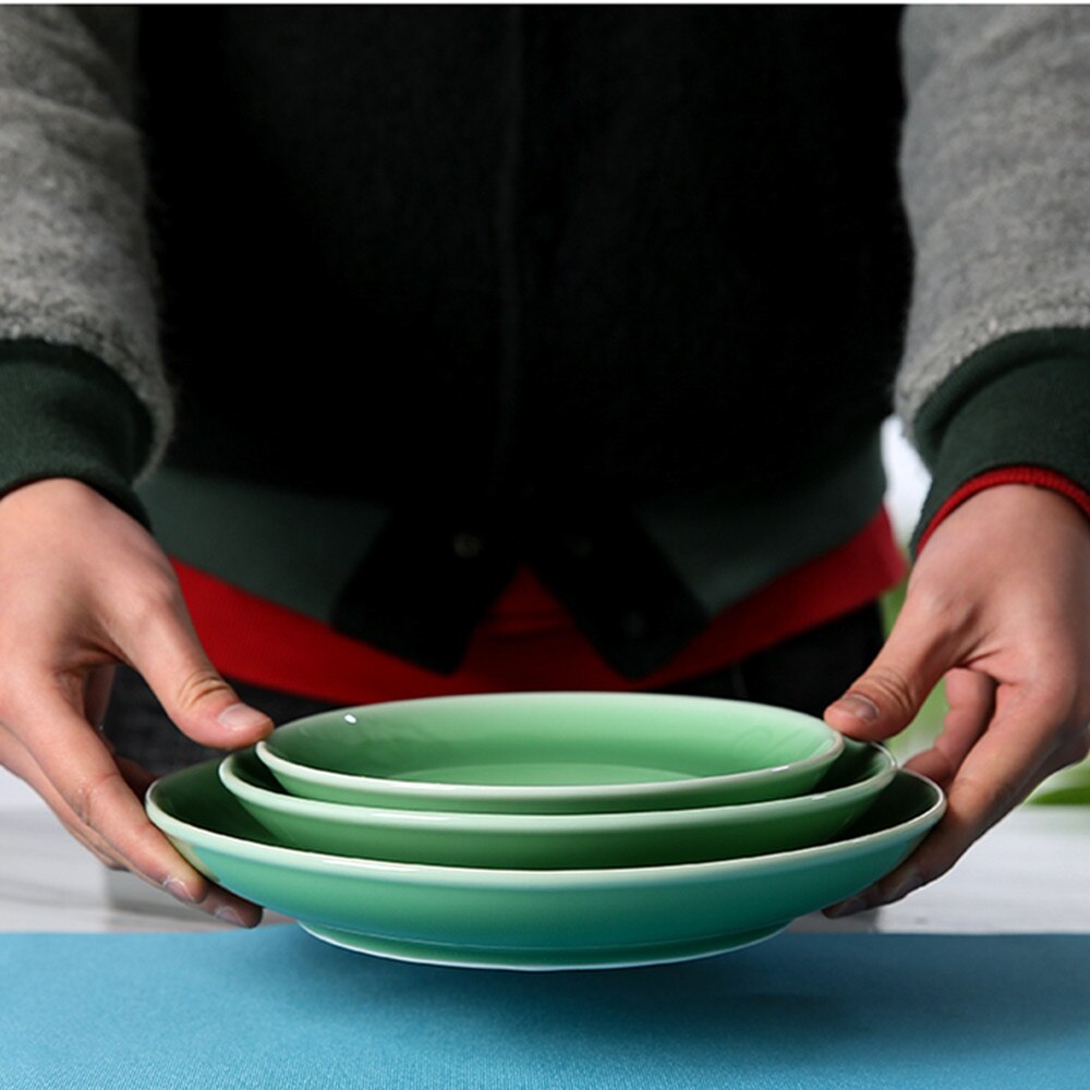 Platos de porcelana rosa para ensalada, fruta segura para microondas, Sushi, salsa, plato de especias, vajilla de combinación de cerámica, decoración