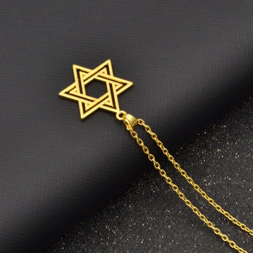 Colar com pingente de estrela de david, colar clássico com pingente de lychee, estrela e david, corrente de presente para homens e mulheres: 1