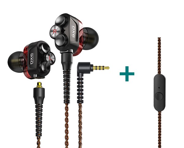 Plextone DX6 Lösen Sport Kopfhörer Kombinierbar Bluetooth 5,0 3,5mm HIFI Stereo Bass kopfhörer TYP C Verdrahtet Ohrhörer MMCX Kabel: red 3.5mm mic