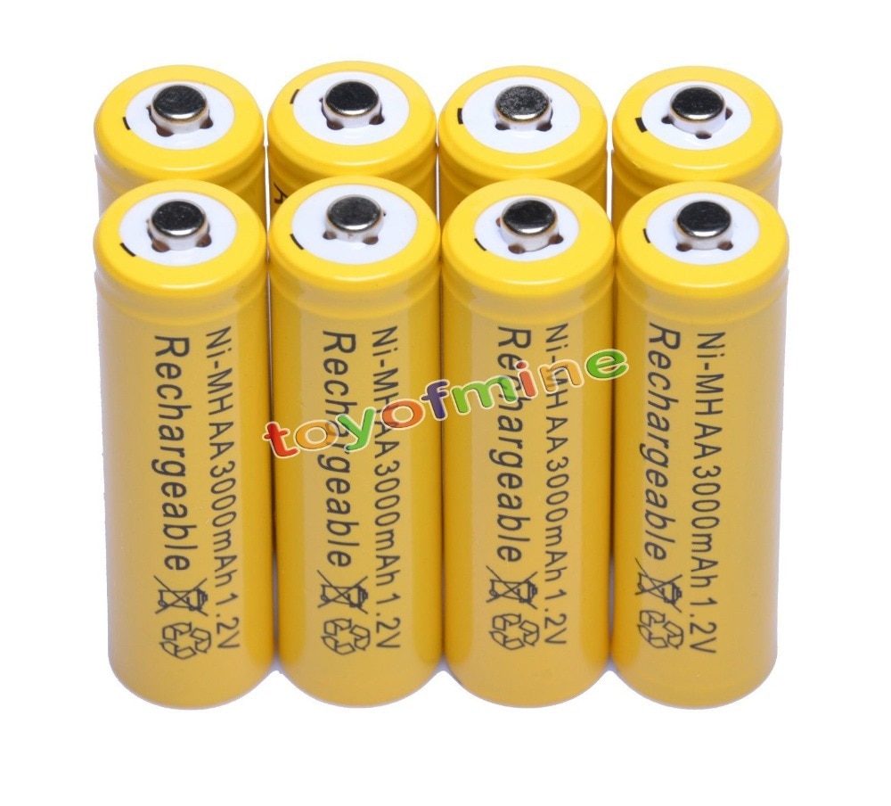 4/8/16/24/30/50/100 pièces AA NI-MH 3000 mAh 1.2 V batteries Rechargeables En Vrac Au Nickel-Hydrure cellules Jaunes pour jouets