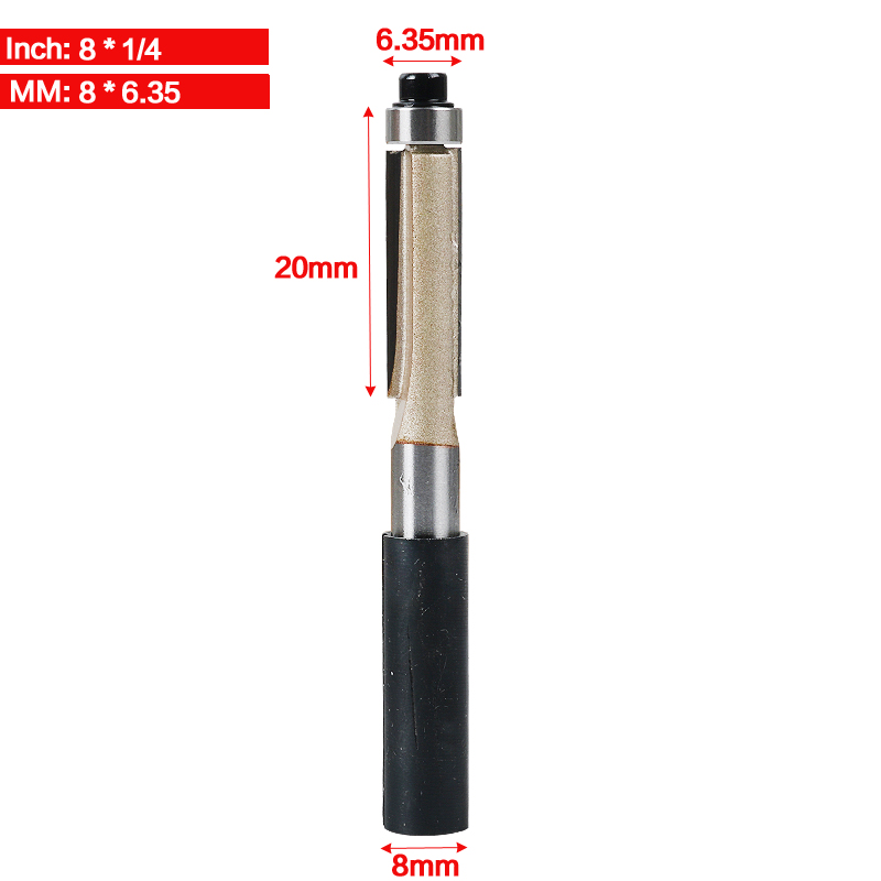 Tideway 8mm Shank 2" Flush Trim Router Bit with Bearing for Wood Template Pattern Bit Tungsten Carbide Milling Cutter for Wood: XBD814
