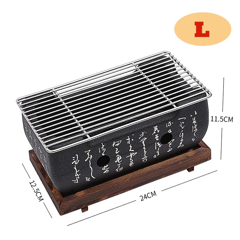 Portátil japonês churrasqueira a carvão grelhador grelhadores de liga de alumínio ao ar livre indoor churrasco grill pan churrasqueira fogão: 24X12.5cm