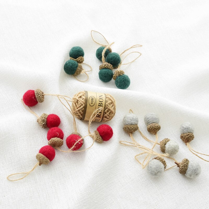 6PCS Acorn Christmas Pine Cone Doll DIY Hanging Ornament Small Felt Reusable Tree Home Decoration Office School Party Craft