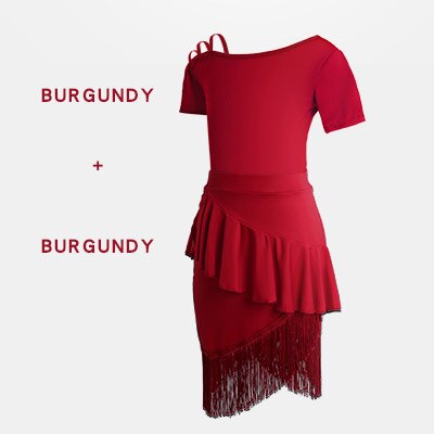 Mädchen Salsa tanzen Kleider Art Randbereich Latein tanzen Kostüm Frauen Cha Cha Tango Bühne Tragen: Burgund / 160 Höhe 155-165cm