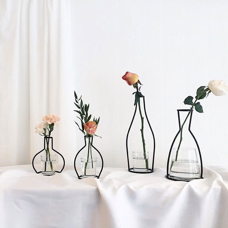 Retro järnlinje bord metall blommor vas solid växthållare moderna nordiska stilar minimalism heminredning järnbord blomvas