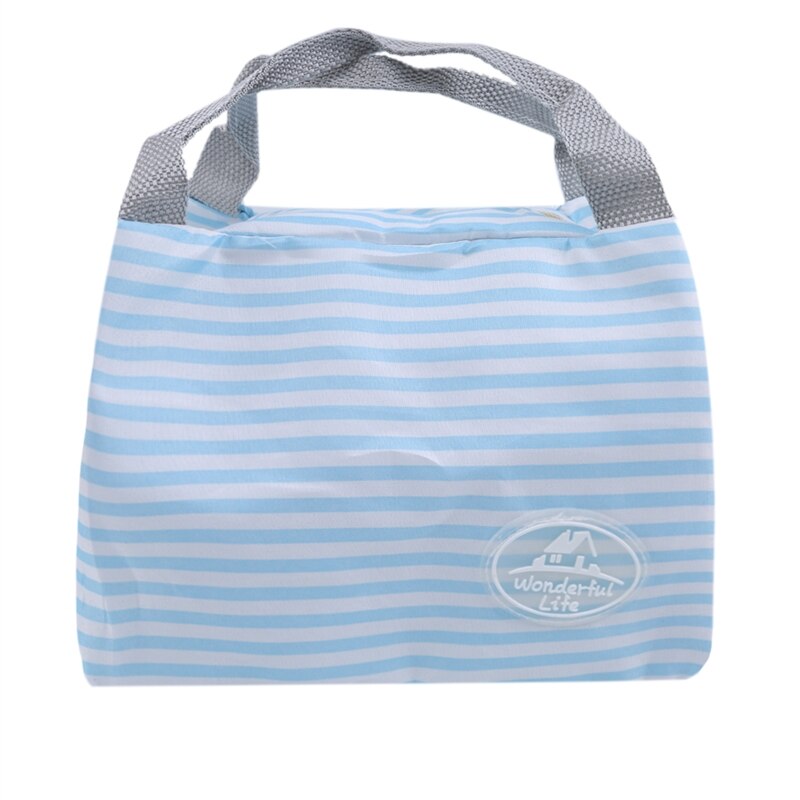 Sac à Lunch en toile isolé à rayures froides, étui de transport de pique-nique, boîte à Lunch thermique Portable,: Blue