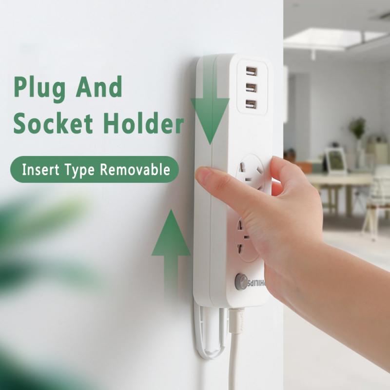 Naadloze Punch-Gratis Plug Sticker Houder Muur Zelfklevende Power Board Router Beugel Socket Opslag Muur Hanger Beugel gadget