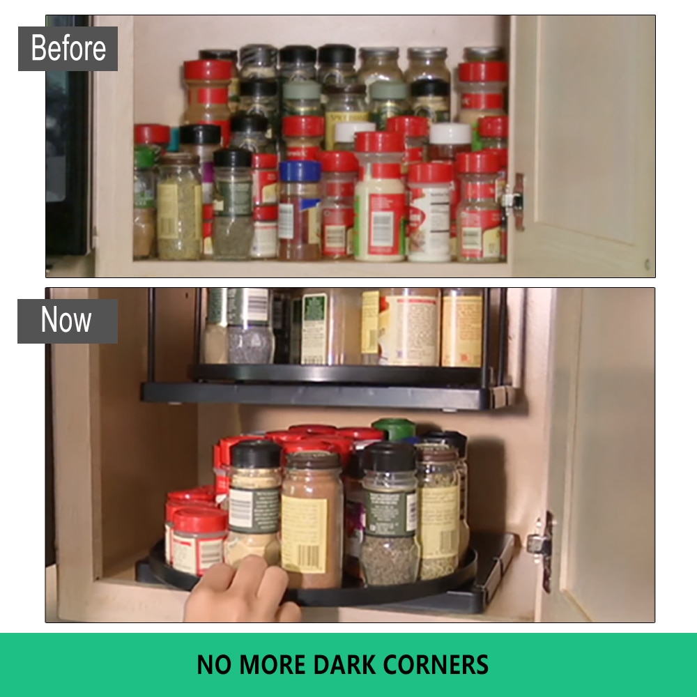 Kitchen Tray Cabinet Organizer Rotatable and Drawable Storage Tray SHELF GO ROUND a Good Helper in Your Pantry Of Kitchen