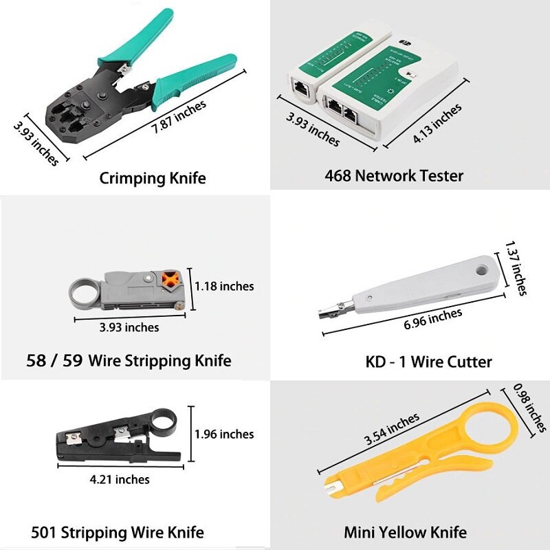 Network Cable Tester Tool LAN Utp Screwdriver Wire Stripper RJ45 Connector Computer Network Crimping Pliers Tool Kit Set