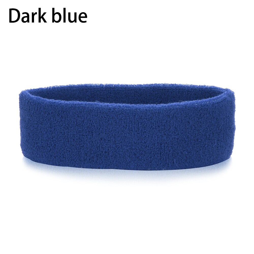 1PC Multicolor Cotton Unisex Sweatband Elastic Athletic Hair Bands Terry Cloth Moisture Wicking Working Outside Sports Accessory: Dark blue