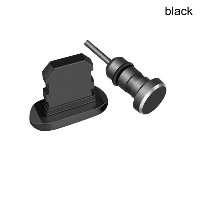 Anti Dust Plug Mobile Phone Charging Port Plug+3.5mm Earphone Jack Port Plug For Apple iPhone X XR XS XS Max 8 7 6S 6 Plus 5 SE: Black