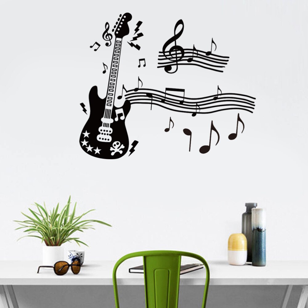 Musical Notes Guitar Vinyl Wall Stickers Living Room Decals Nursery Home Decor Removable Wallpaper Art Murals