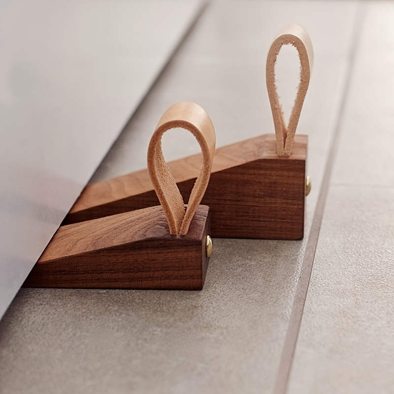 1pc Reinforced Wooden Door Stopper with Anti-Slip Bottom Blade, Under-Door Installation, for Home or Office Use