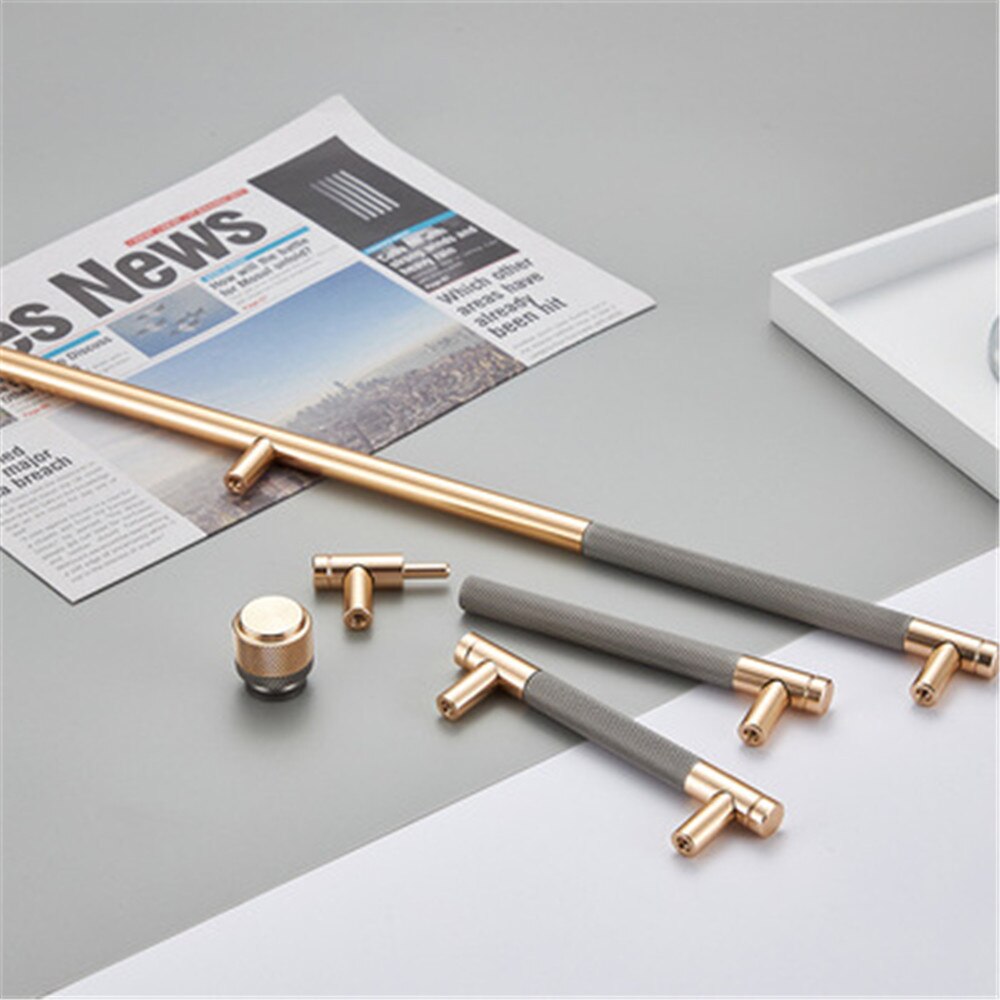 1pc Aluminum Alloy Contrast Gold Door Handle Wardrobe Kitchen Cabinet Drawer Spliting Handle Furniture Handle Modern Hardware