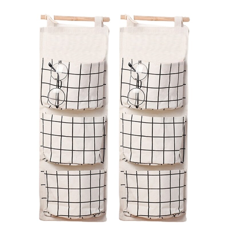 Multifunctional Non-Woven Three-Pocket Storage Handbags For Wall Door: W