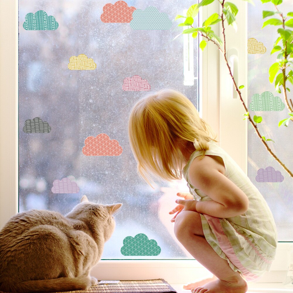 Funlife Kawaii Cloud Wall Stickers For Children Baby Kids Room Wall Decoration,Waterproof Nursery Stickers DIY Window Wall Decal