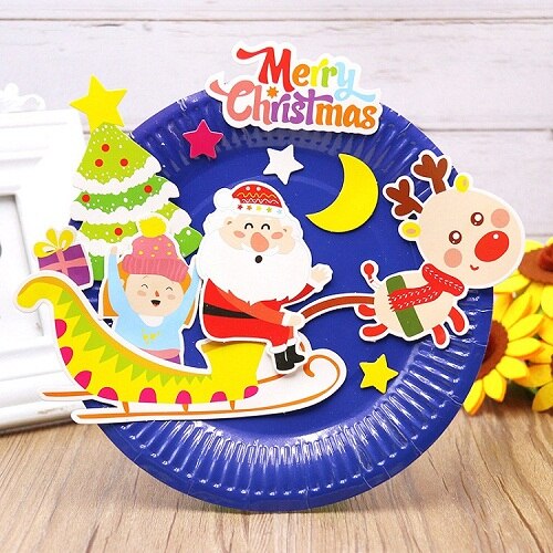 Dysk do papieru malowanie przedszkole pakiet materiałów płyta naklejki malowanie Puzzle dla dzieci kreatywne ręcznie dzieci papier do majsterkowania płyty: Christmas father