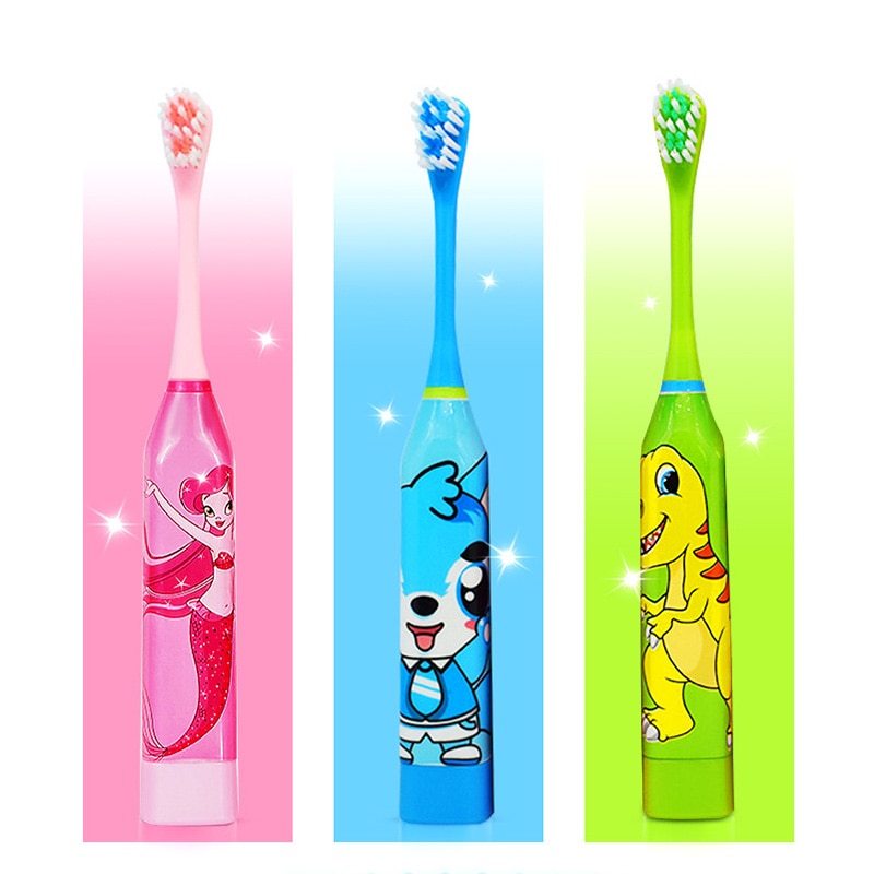 2 stk dobbeltsidet ren udskift hoved sikkerhed børn tegneserie mønster elektrisk tandbørste børn sød blød tandbørste