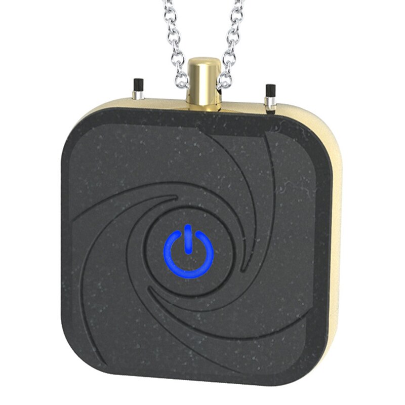 Air Purifier Personal Wearable Mini Portable 300MAh Battery Negative Ion Necklace Hanging Neck Air Purifier: black   gold