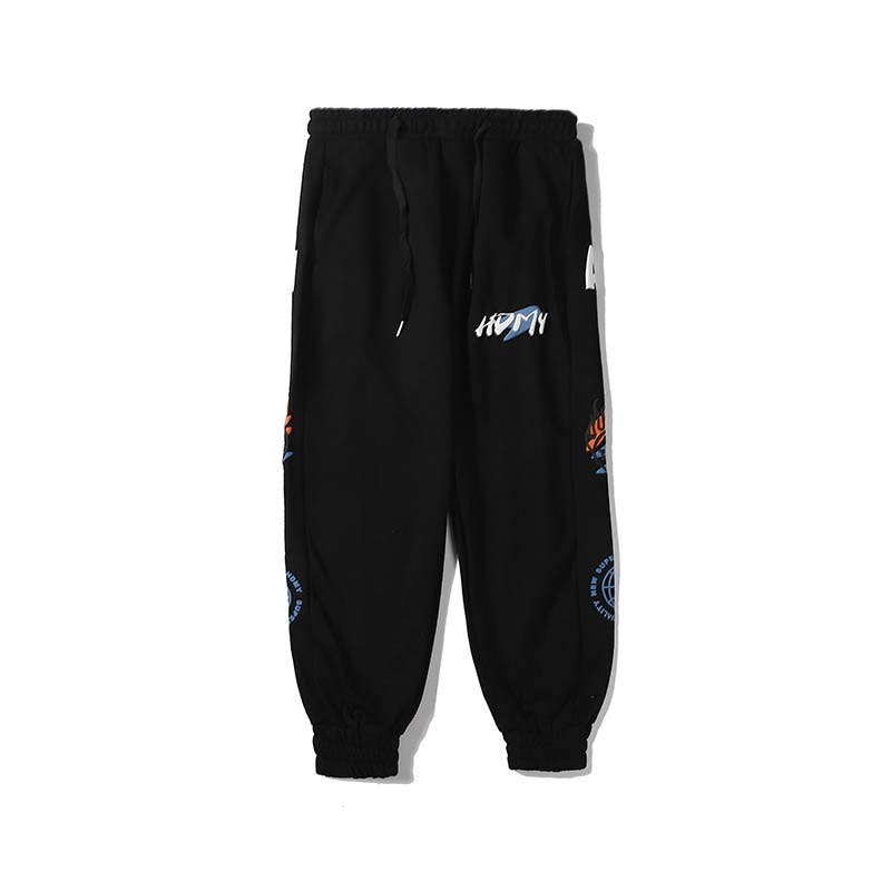Uncledonjm casual urheilu verkkarit miesten löysät street nilkkanauhat housut joustava vyötärö kiristysnyöri leggingsit housut hd -b070: Xl / Musta