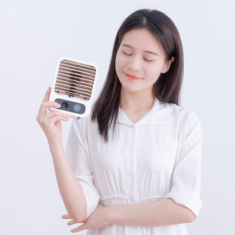 Portable 2 in 1 3 Gears Handheld Leafless Air Humidifier Fan USB Quiet Summer Electric Personal Desktop Fan for Office Bedroom