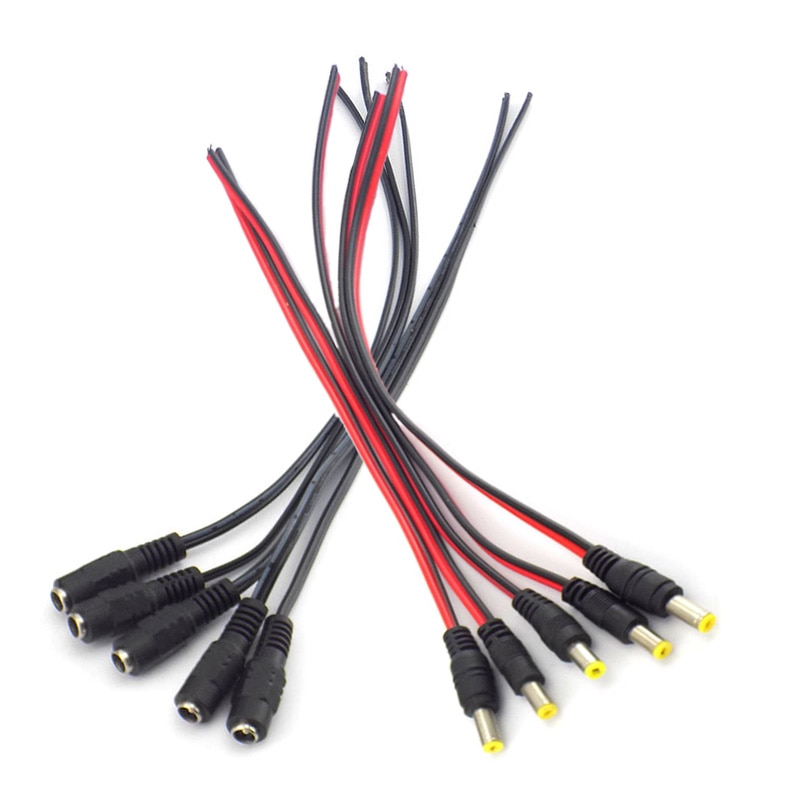 Conectores hembra DC macho Cable de alimentación Cable para cámara de vídeo CCTV seguridad 12v extensión Cable adaptador 2,1*5,5mm
